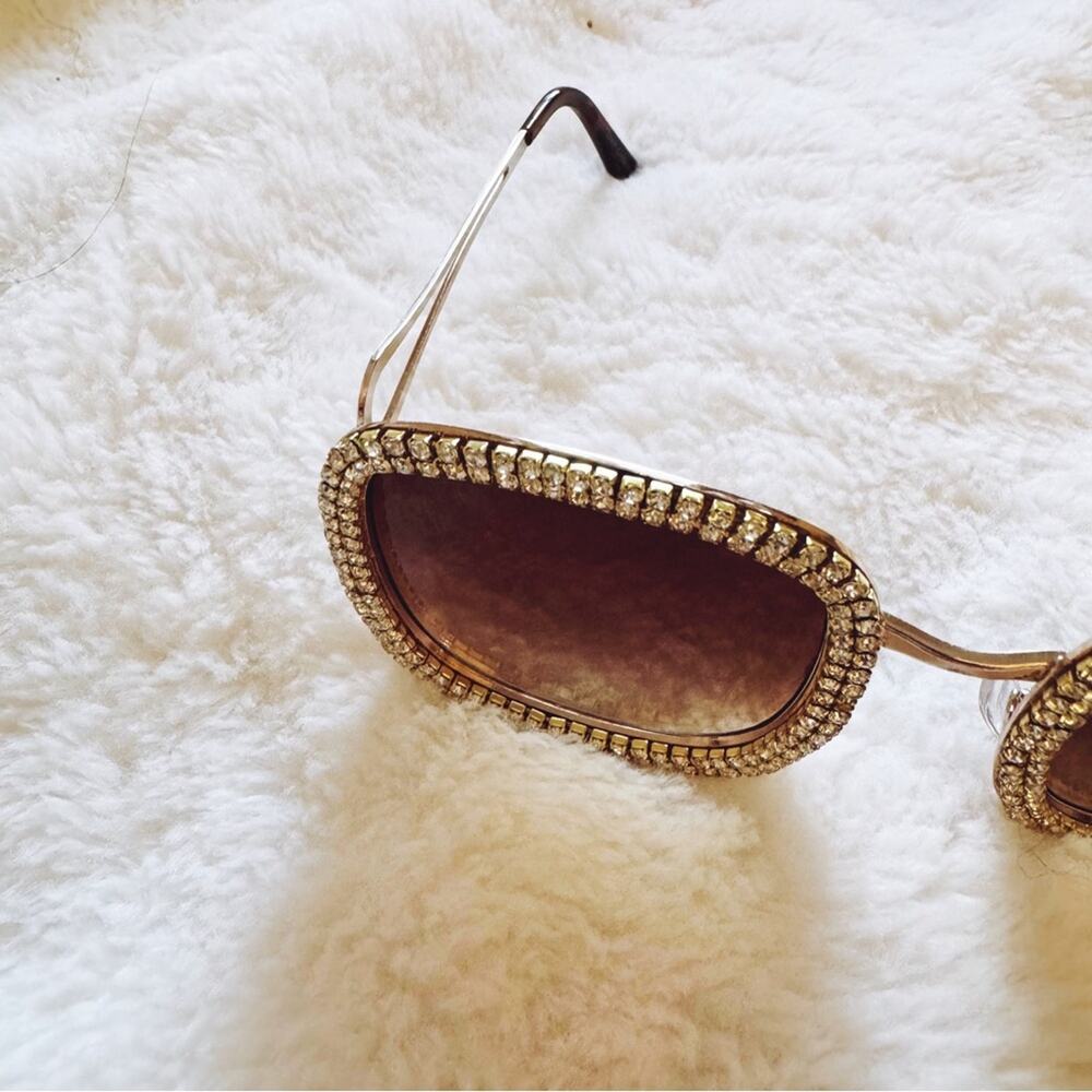 Avelina Brown Crystal Embellished Sunglasses - Picture 4 of 10